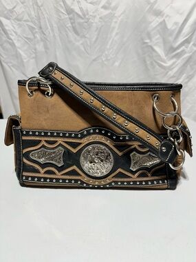 MONTANA WEST Studded Western Concho Suede Shoulder Bag Rodeo Cowgirl